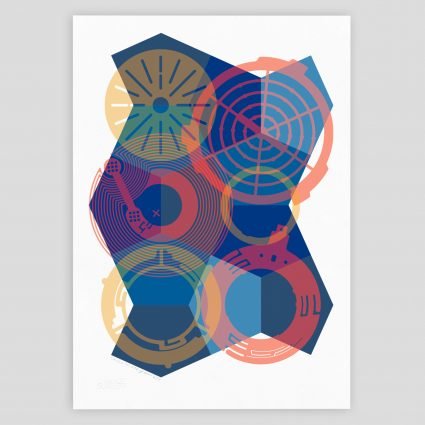 Dynamic abstract geometric graphic art print for contemporary interior