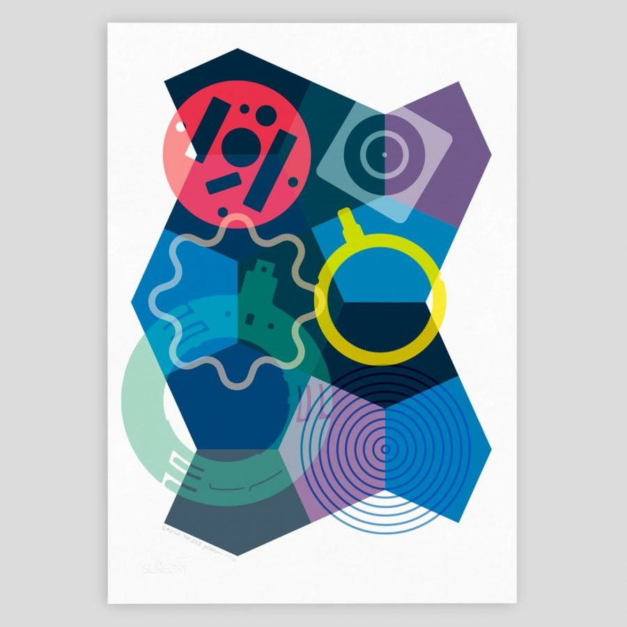Dynamic abstract geometric graphic art print for contemporary interior