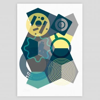 Dynamic abstract geometric graphic art print for contemporary interior