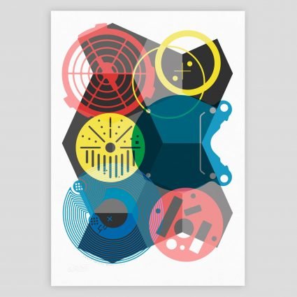Dynamic abstract geometric graphic art print for contemporary interior