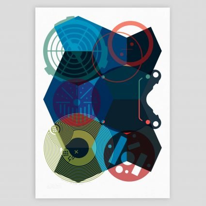 Dynamic abstract geometric graphic art print for contemporary interior