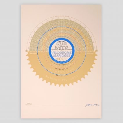ARTCRANK LDN 2013 Velodrome Gear Ratio Chart Poster by Joseph Warren imagesurgery